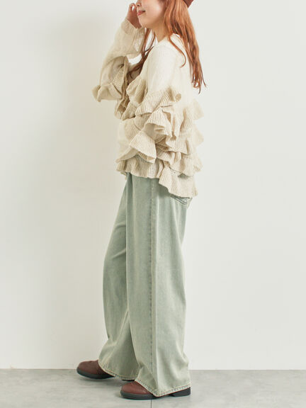 インナーSETモヘアタッチシアーフリルニット(ブラック/ピンク/ベージュ/カーキ)|SM2(エスエムツー)通販