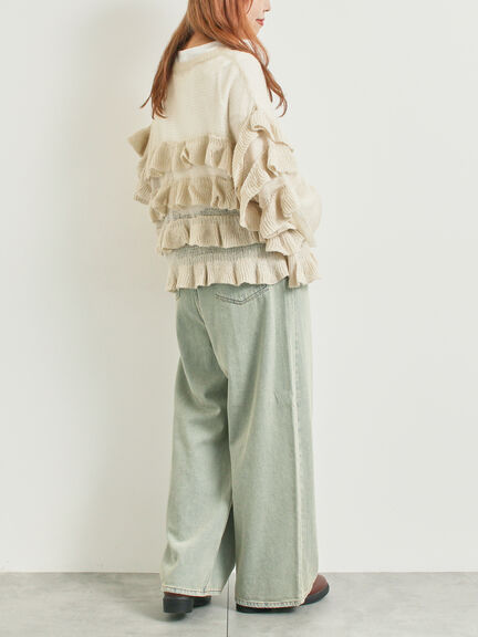 インナーSETモヘアタッチシアーフリルニット(ブラック/ピンク/ベージュ/カーキ)|SM2(エスエムツー)通販