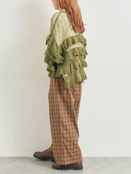 インナーSETモヘアタッチシアーフリルニット(ブラック/ピンク/ベージュ/カーキ)|SM2(エスエムツー)通販