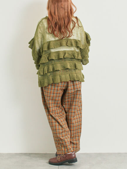 インナーSETモヘアタッチシアーフリルニット(ブラック/ピンク/ベージュ/カーキ)|SM2(エスエムツー)通販