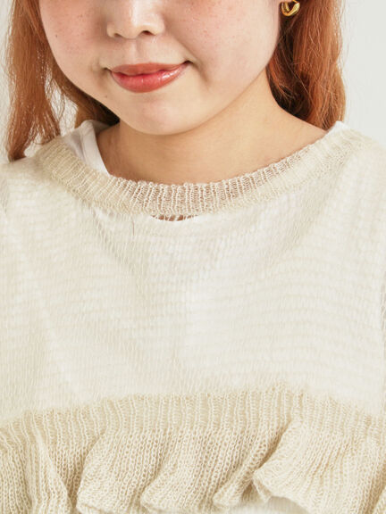 インナーSETモヘアタッチシアーフリルニット(ブラック/ピンク/ベージュ/カーキ)|SM2(エスエムツー)通販