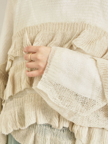 インナーSETモヘアタッチシアーフリルニット(ブラック/ピンク/ベージュ/カーキ)|SM2(エスエムツー)通販