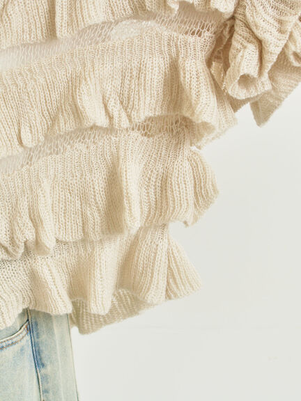 インナーSETモヘアタッチシアーフリルニット(ブラック/ピンク/ベージュ/カーキ)|SM2(エスエムツー)通販