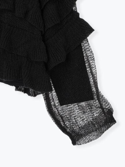 インナーSETモヘアタッチシアーフリルニット(ブラック/ピンク/ベージュ/カーキ)|SM2(エスエムツー)通販