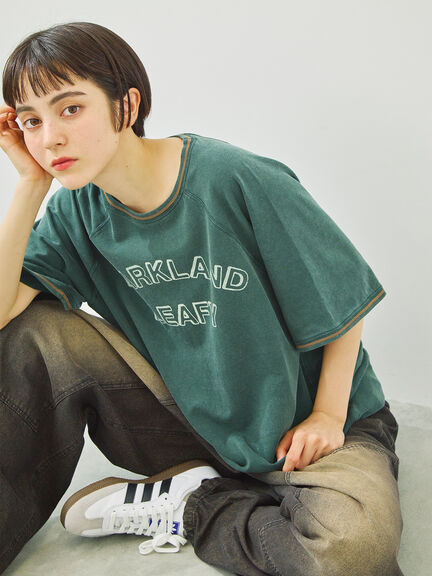 ミニ裏毛ライン入りロゴプリントカットソー(ベージュ/ブラウン/グリーン/ネイビー)|SM2(エスエムツー)通販