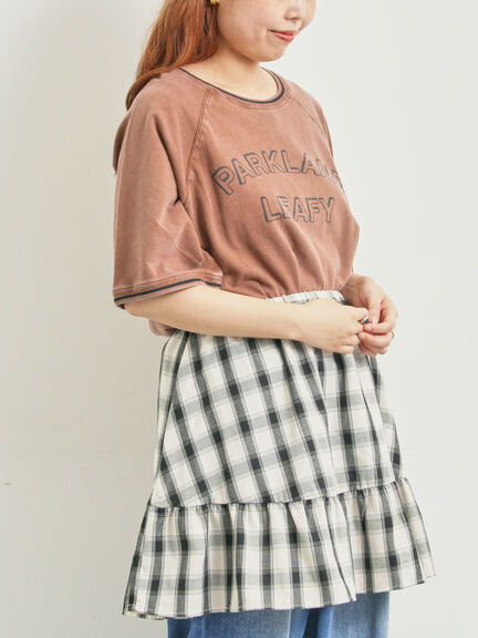 ミニ裏毛ライン入りロゴプリントカットソー(ベージュ/ブラウン/グリーン/ネイビー)|SM2(エスエムツー)通販