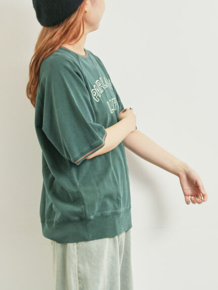 ミニ裏毛ライン入りロゴプリントカットソー(ベージュ/ブラウン/グリーン/ネイビー)|SM2(エスエムツー)通販