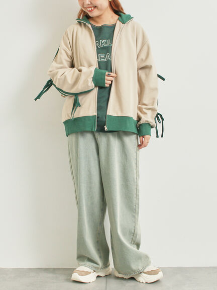 ミニ裏毛ライン入りロゴプリントカットソー(ベージュ/ブラウン/グリーン/ネイビー)|SM2(エスエムツー)通販