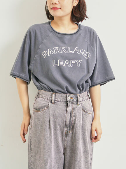 ミニ裏毛ライン入りロゴプリントカットソー(ベージュ/ブラウン/グリーン/ネイビー)|SM2(エスエムツー)通販