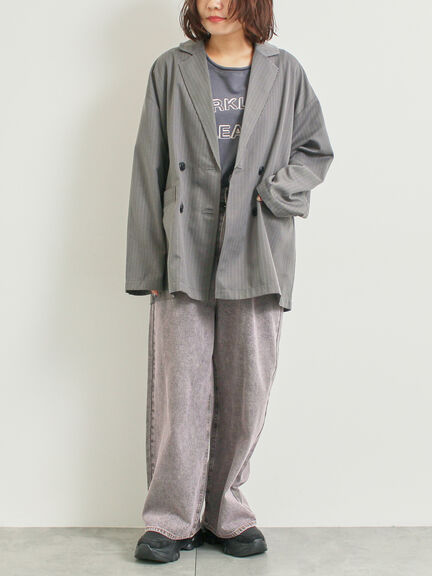 ミニ裏毛ライン入りロゴプリントカットソー(ベージュ/ブラウン/グリーン/ネイビー)|SM2(エスエムツー)通販