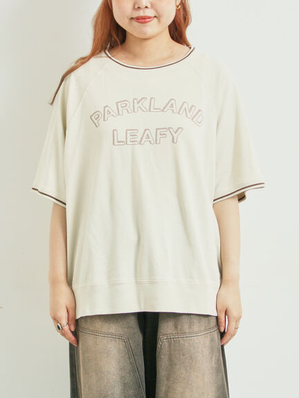 ミニ裏毛ライン入りロゴプリントカットソー(ベージュ/ブラウン/グリーン/ネイビー)|SM2(エスエムツー)通販