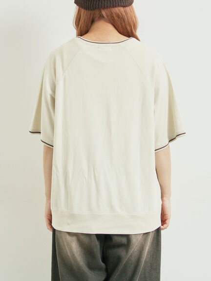 ミニ裏毛ライン入りロゴプリントカットソー(ベージュ/ブラウン/グリーン/ネイビー)|SM2(エスエムツー)通販