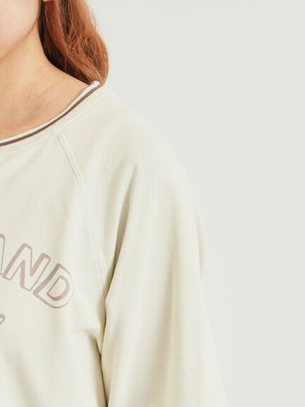 ミニ裏毛ライン入りロゴプリントカットソー(ベージュ/ブラウン/グリーン/ネイビー)|SM2(エスエムツー)通販