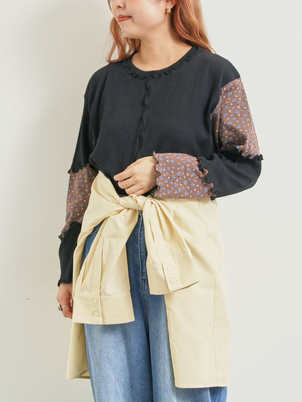 パッチワーク配色メローカットソー(ブラック)|SM2(エスエムツー)通販