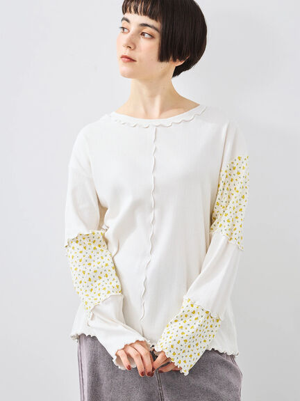 パッチワーク配色メローカットソー(オフホワイト/ブラック/キナリ)|SM2(エスエムツー)通販