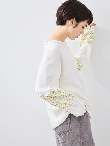 パッチワーク配色メローカットソー(オフホワイト/ブラック/キナリ)|SM2(エスエムツー)通販