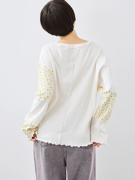 パッチワーク配色メローカットソー(オフホワイト/ブラック/キナリ)|SM2(エスエムツー)通販