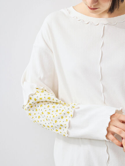 パッチワーク配色メローカットソー(オフホワイト/ブラック/キナリ)|SM2(エスエムツー)通販