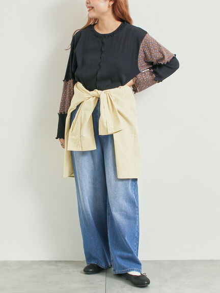 パッチワーク配色メローカットソー(オフホワイト/ブラック/キナリ)|SM2(エスエムツー)通販