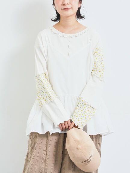 パッチワーク配色メローカットソー(オフホワイト/ブラック/キナリ)|SM2(エスエムツー)通販