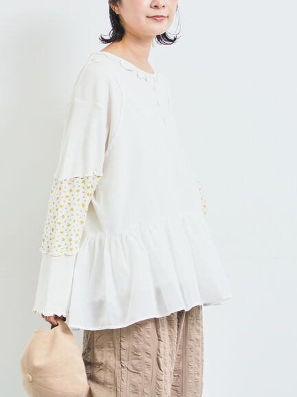 パッチワーク配色メローカットソー(オフホワイト/ブラック/キナリ)|SM2(エスエムツー)通販