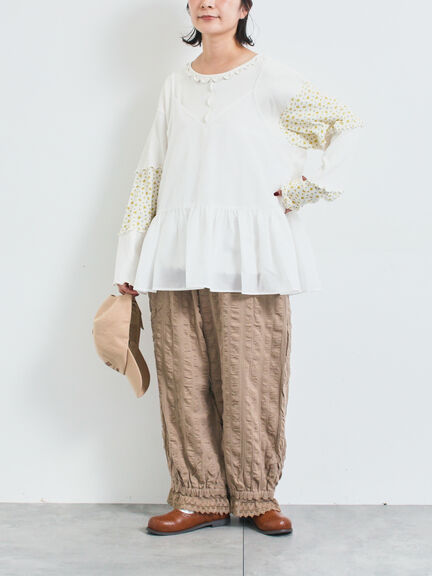 パッチワーク配色メローカットソー(オフホワイト/ブラック/キナリ)|SM2(エスエムツー)通販