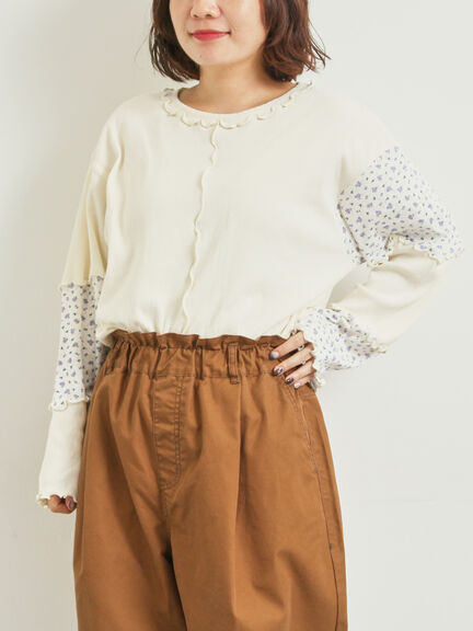 パッチワーク配色メローカットソー(オフホワイト/ブラック/キナリ)|SM2(エスエムツー)通販