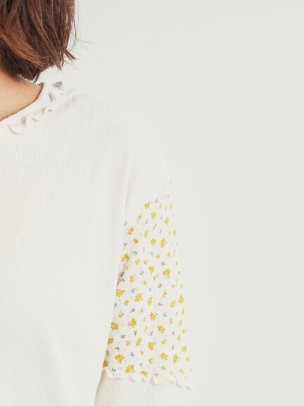 パッチワーク配色メローカットソー(オフホワイト/ブラック/キナリ)|SM2(エスエムツー)通販