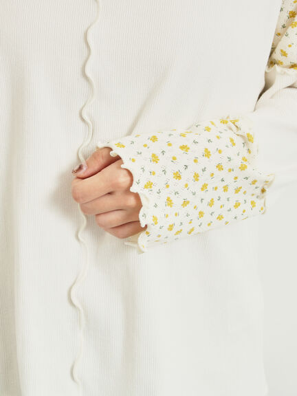 パッチワーク配色メローカットソー(オフホワイト/ブラック/キナリ)|SM2(エスエムツー)通販