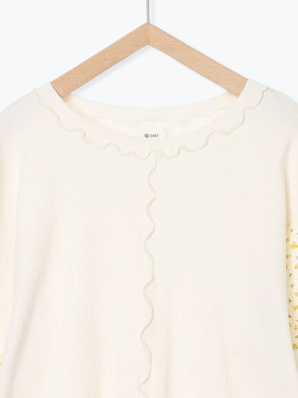 パッチワーク配色メローカットソー(オフホワイト/ブラック/キナリ)|SM2(エスエムツー)通販