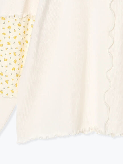 パッチワーク配色メローカットソー(オフホワイト/ブラック/キナリ)|SM2(エスエムツー)通販