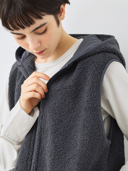 リバーシブルボアベスト(チャコールグレー/モカ/キナリ)|SM2(エスエムツー)通販