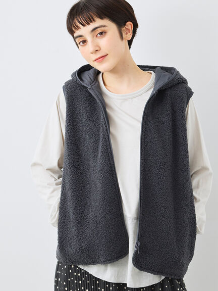 リバーシブルボアベスト(チャコールグレー/モカ/キナリ)|SM2(エスエムツー)通販