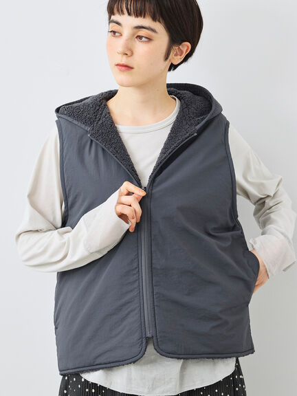リバーシブルボアベスト(チャコールグレー/モカ/キナリ)|SM2(エスエムツー)通販