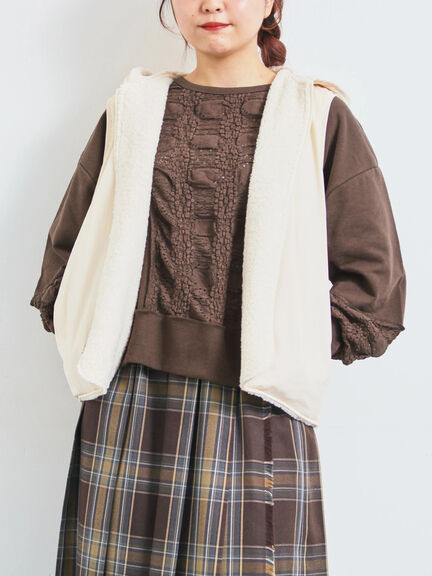 リバーシブルボアベスト(チャコールグレー/モカ/キナリ)|SM2(エスエムツー)通販