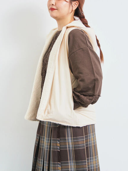 リバーシブルボアベスト(チャコールグレー/モカ/キナリ)|SM2(エスエムツー)通販