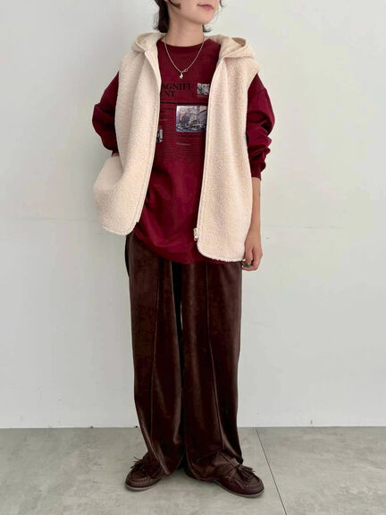 リバーシブルボアベスト(チャコールグレー/モカ/キナリ)|SM2(エスエムツー)通販