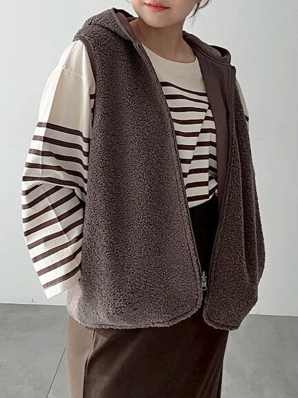 リバーシブルボアベスト(チャコールグレー/モカ/キナリ)|SM2(エスエムツー)通販