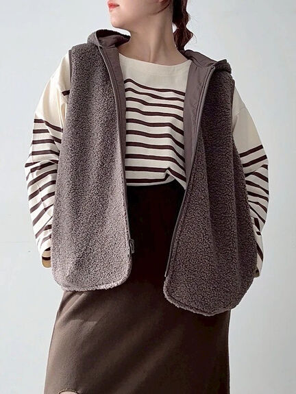 リバーシブルボアベスト(チャコールグレー/モカ/キナリ)|SM2(エスエムツー)通販