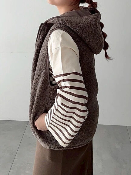 リバーシブルボアベスト(チャコールグレー/モカ/キナリ)|SM2(エスエムツー)通販