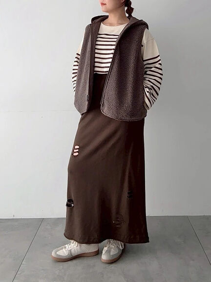 リバーシブルボアベスト(チャコールグレー/モカ/キナリ)|SM2(エスエムツー)通販