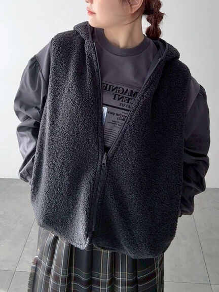 リバーシブルボアベスト(チャコールグレー/モカ/キナリ)|SM2(エスエムツー)通販