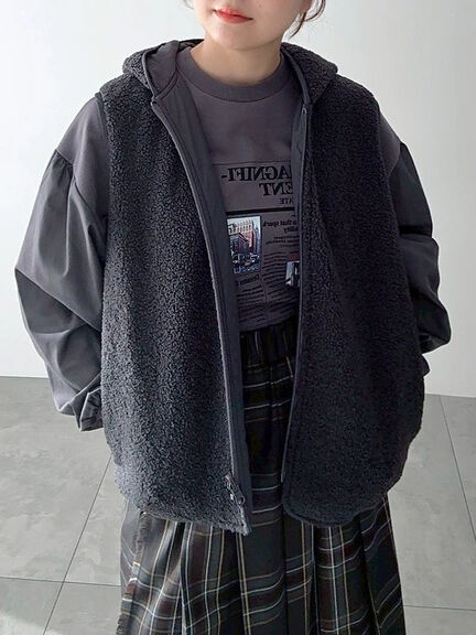 リバーシブルボアベスト(チャコールグレー/モカ/キナリ)|SM2(エスエムツー)通販