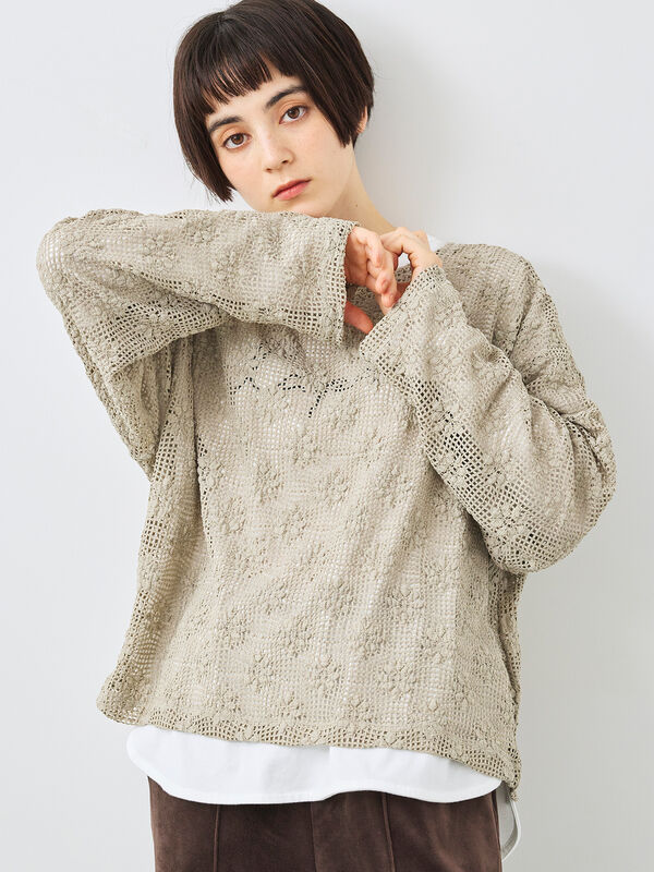 透かし柄ふくれジャカードプルオーバー(グレー)|SM2(エスエムツー)通販