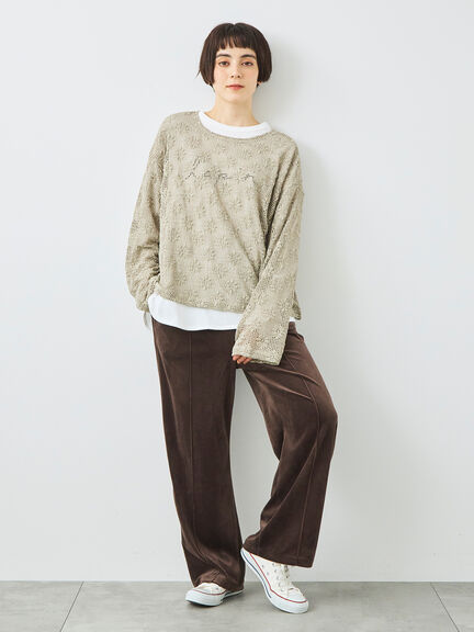 透かし柄ふくれジャカードプルオーバー(グレー/ブラック/キナリ)|SM2(エスエムツー)通販