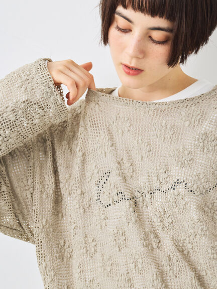 透かし柄ふくれジャカードプルオーバー(グレー/ブラック/キナリ)|SM2(エスエムツー)通販