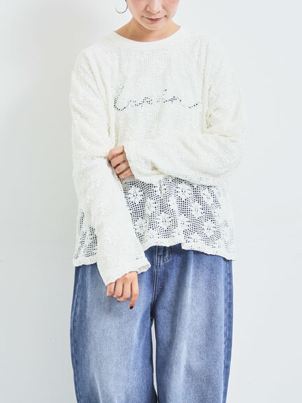 透かし柄ふくれジャカードプルオーバー(グレー/ブラック/キナリ)|SM2(エスエムツー)通販