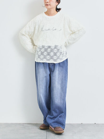 透かし柄ふくれジャカードプルオーバー(グレー/ブラック/キナリ)|SM2(エスエムツー)通販