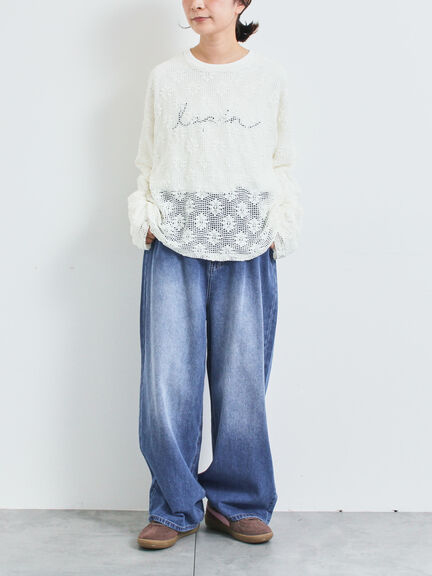 透かし柄ふくれジャカードプルオーバー(グレー/ブラック/キナリ)|SM2(エスエムツー)通販