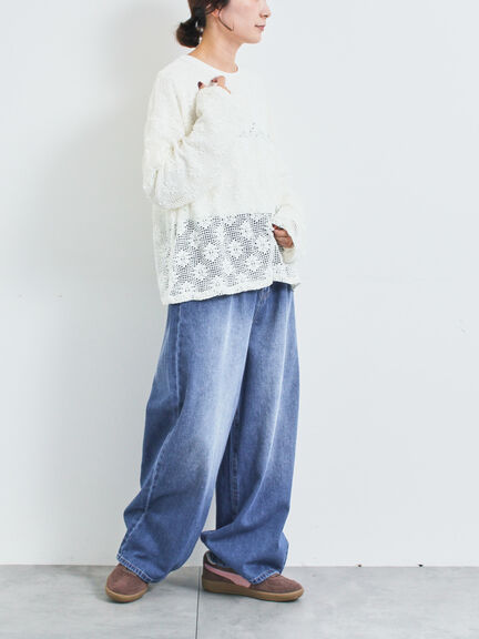 透かし柄ふくれジャカードプルオーバー(グレー/ブラック/キナリ)|SM2(エスエムツー)通販